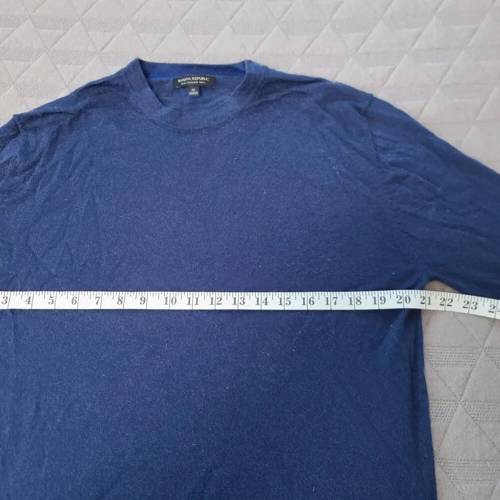 Banana Republic Blue 100% Merino Wool Tight Knit Pullover Sweater Men's Medium